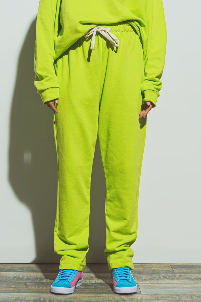 Oversized Jogger with Tie Waist in Lime - trousers