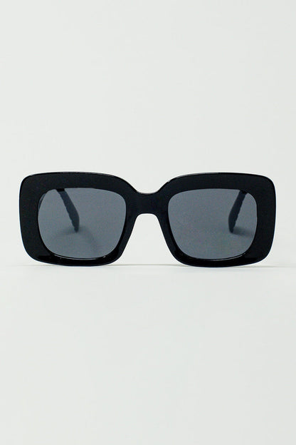 Oversized Oval Sunglasses With Side Detail in Black