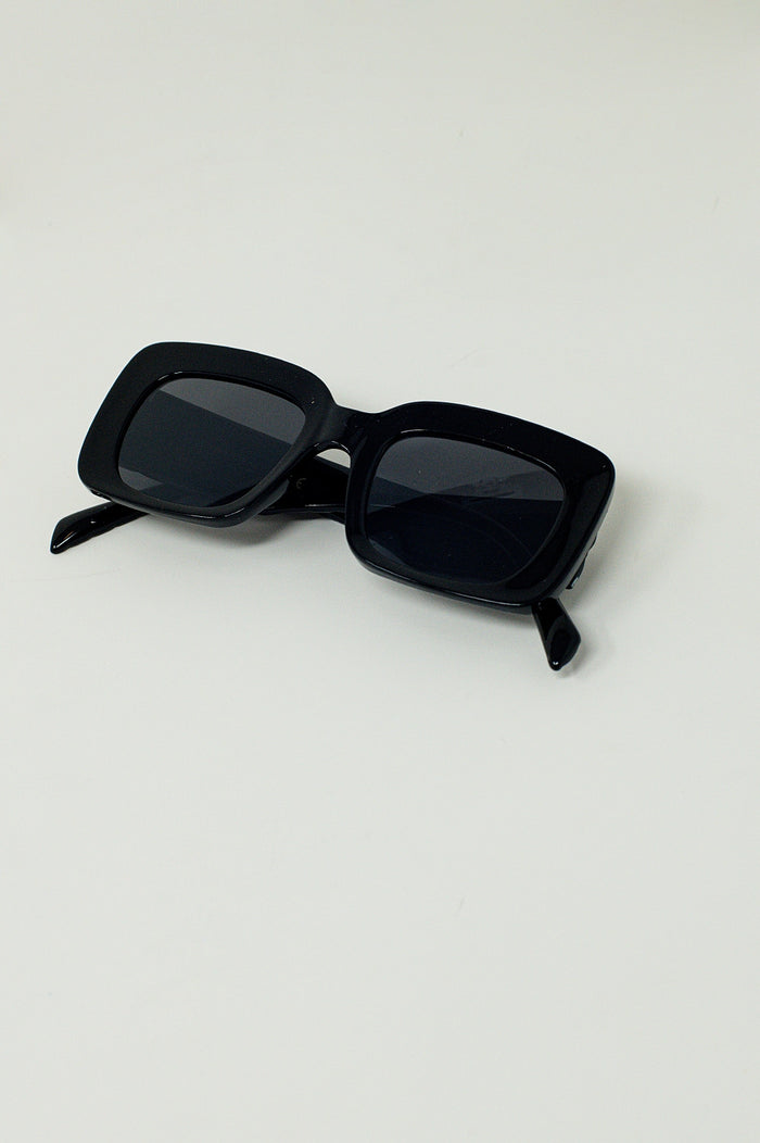 Oversized Oval Sunglasses With Side Detail in Black