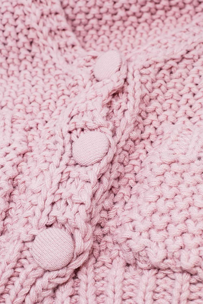 Oversized pink chunky knit jacket with pockets
