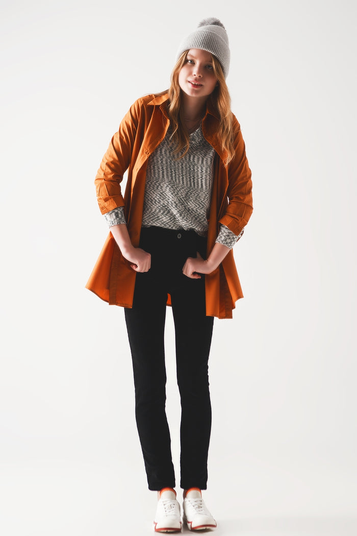 Oversized poplin shirt in rust - Shirts