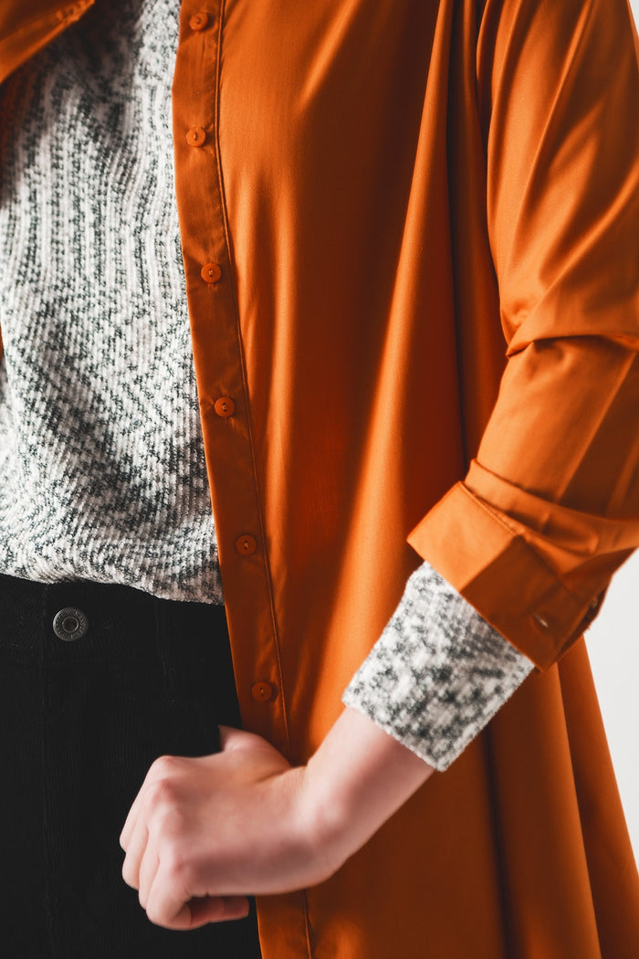 Oversized poplin shirt in rust - Shirts