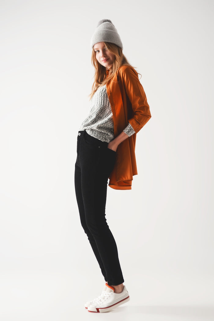 Oversized poplin shirt in rust - Shirts