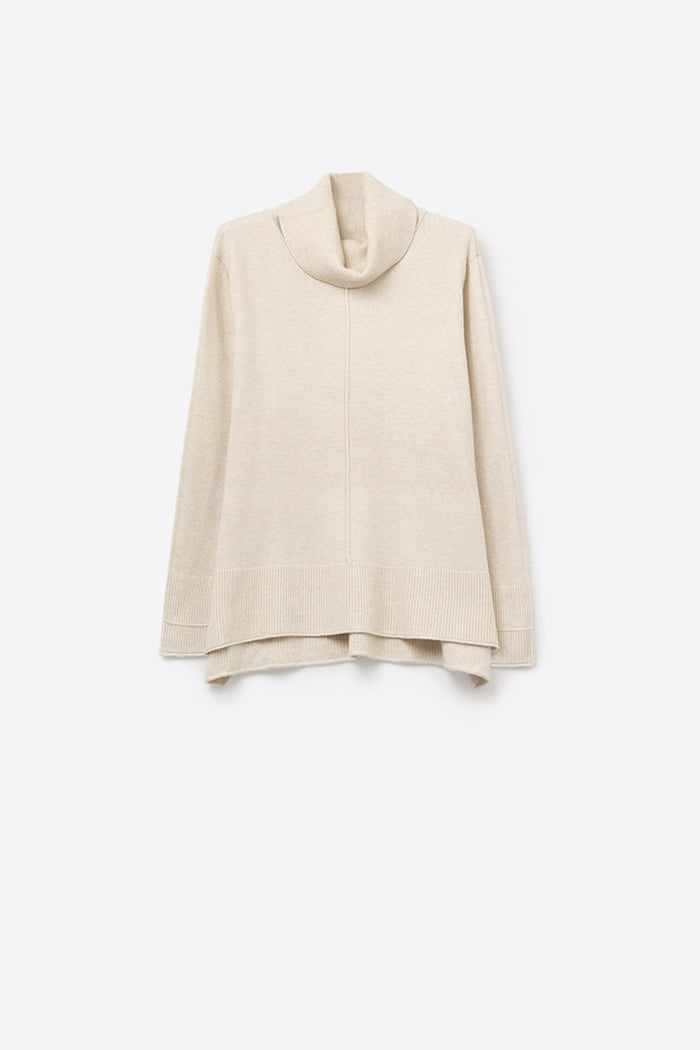 Oversized Roll Neck Sweater in beige