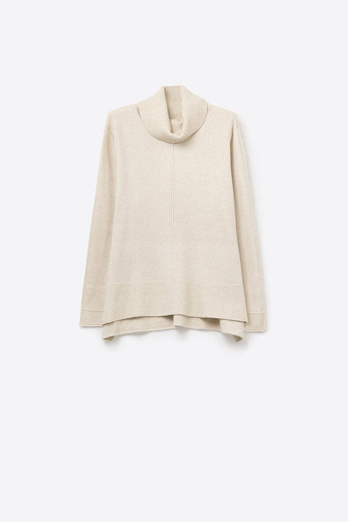 Oversized Roll Neck Sweater in beige