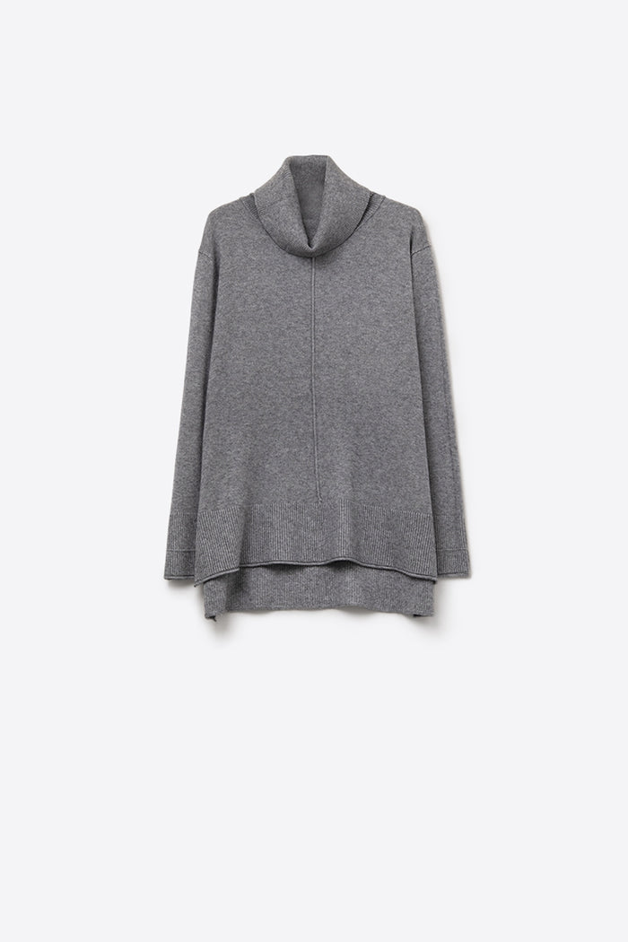 Oversized Roll Neck Sweater in Gray