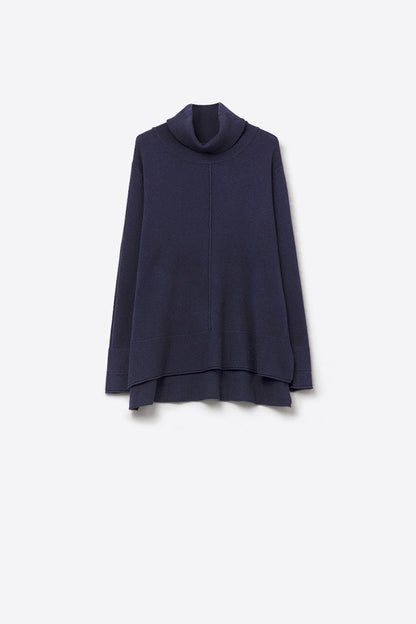 Oversized Roll Neck Sweater in navy