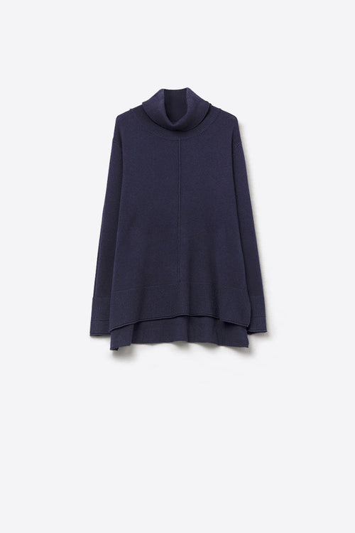 Oversized Roll Neck Sweater in navy