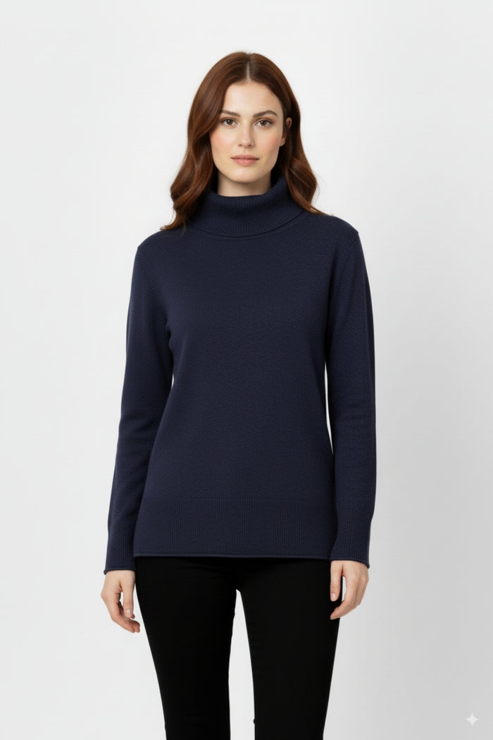 Oversized Roll Neck Sweater in navy