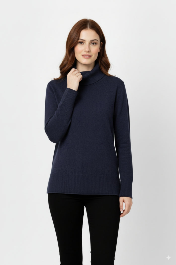 Oversized Roll Neck Sweater in navy