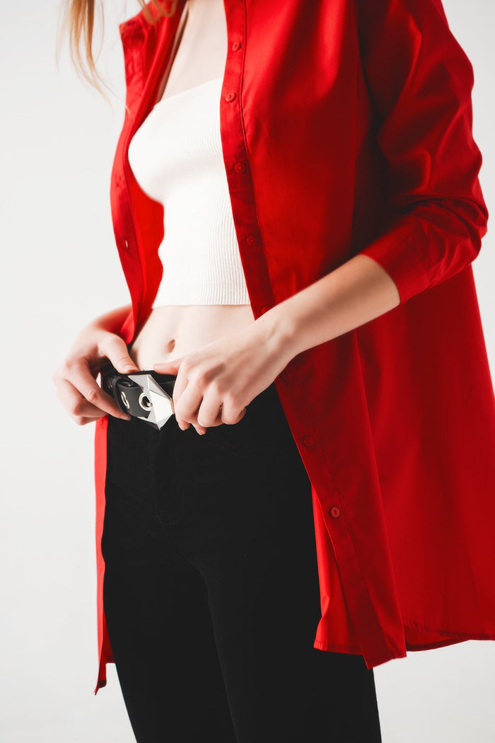 Oversized shirt in bold red - Shirts