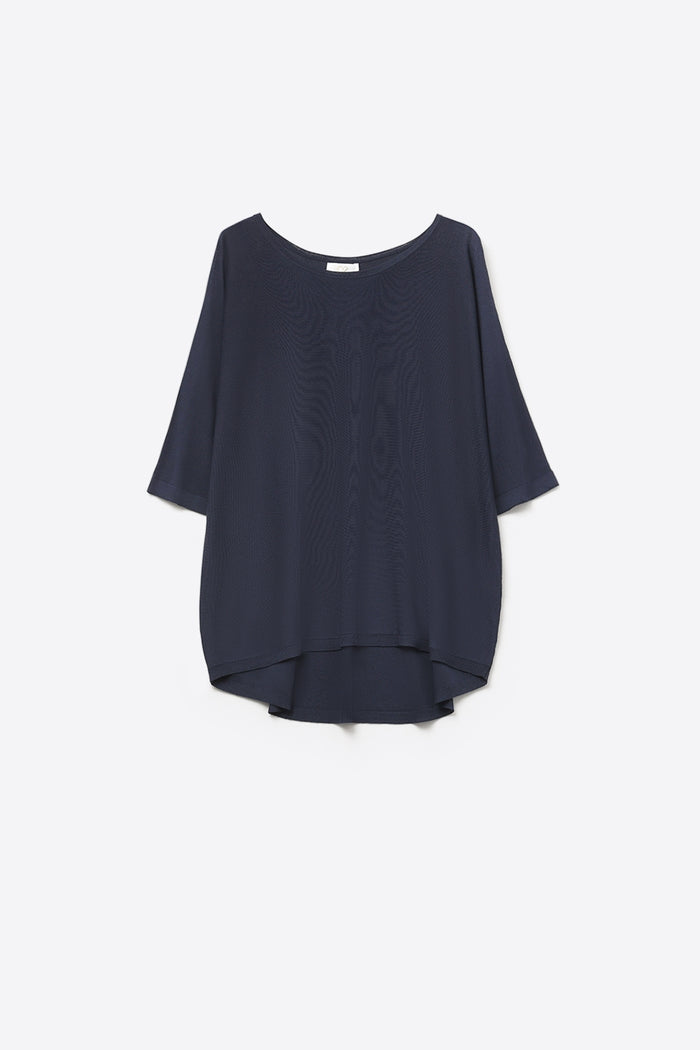Oversized Sweater in Navy with Elbow-Length Sleeves