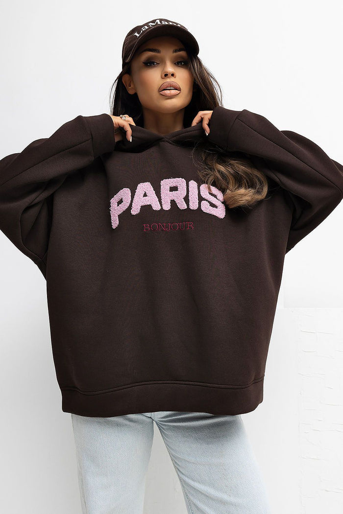 Paris Print Sweatshirt for Women - Trendy Style brown one-size-fits-all - Sweaters