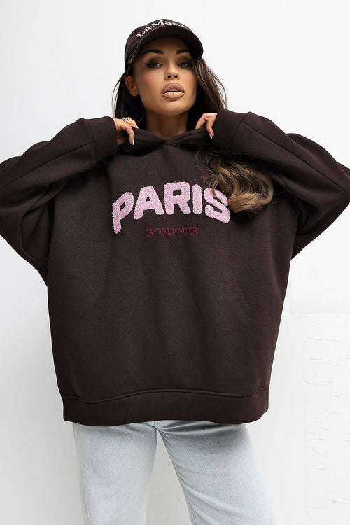 Paris Print Sweatshirt for Women - Trendy Style brown one-size-fits-all - Sweaters