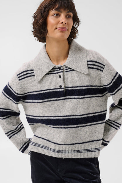 Part Two CarilinaPW Grey Jumper with Navy Stripes 30310869 on model Shop Part Two at Dotique