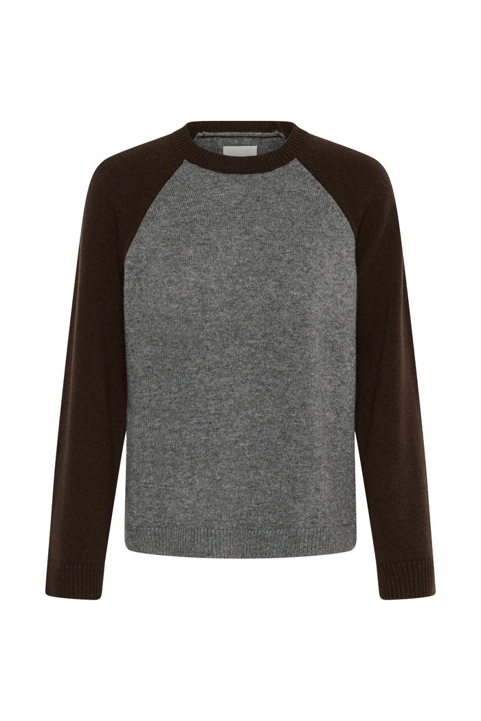 Part Two CleoPW Jumper Grey/Mole Colorblock 30310866 front view Shop Part Two at Dotique