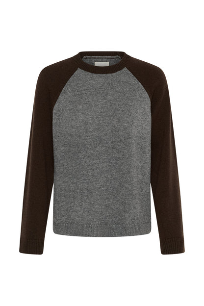 Part Two CleoPW Jumper Grey/Mole Colorblock 30310866 front view Shop Part Two at Dotique