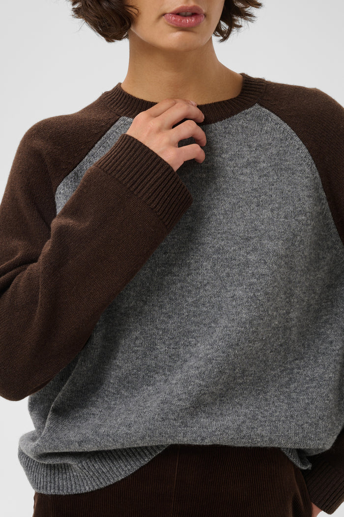 Part Two CleoPW Jumper Grey/Mole Colorblock 30310866 on model Shop Part Two at Dotique