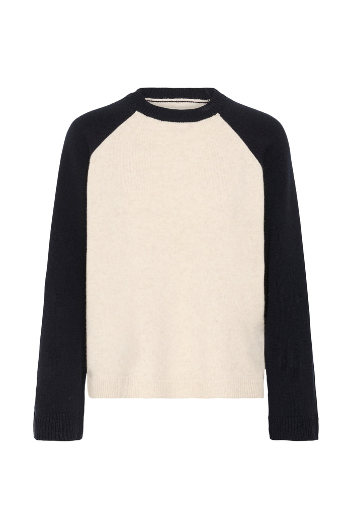 Part Two CleoPW Jumper Oatmeal/Navy 30310866 front view Shop Part Two at Dotique