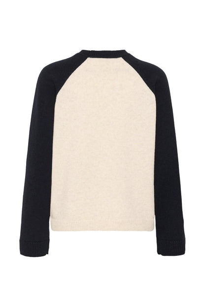 Part Two CleoPW Jumper Oatmeal/Navy 30310866 front view Shop Part Two at Dotique