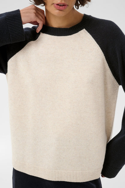 Part Two CleoPW Jumper Oatmeal/Navy 30310866 on model Shop Part Two at Dotique