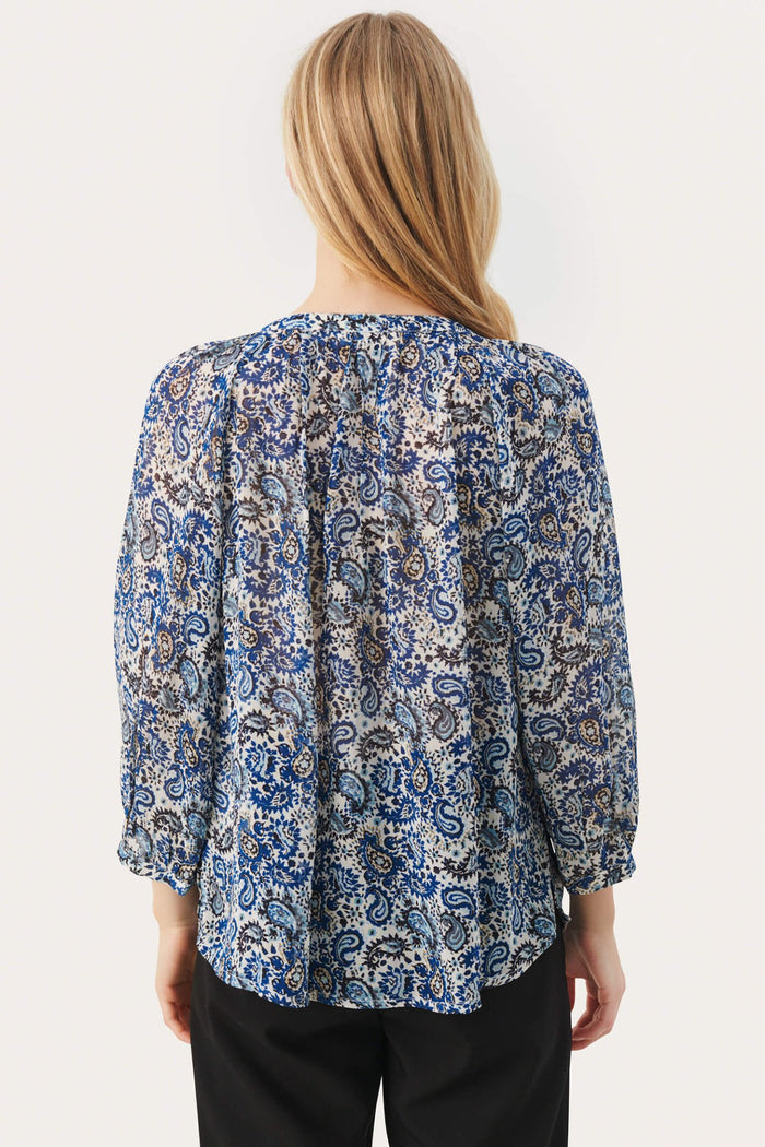 Part Two ErdonaePW 30308108 Blue Paisley Print Blouse - Dotique