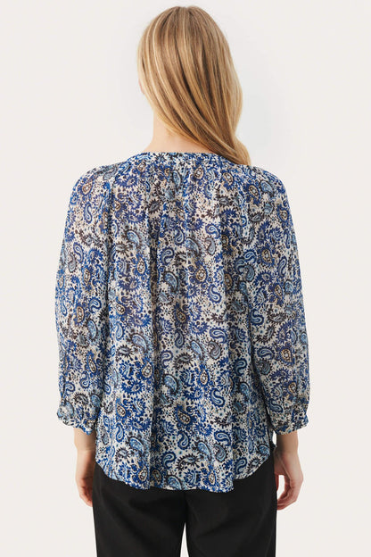 Part Two ErdonaePW 30308108 Blue Paisley Print Blouse - Dotique
