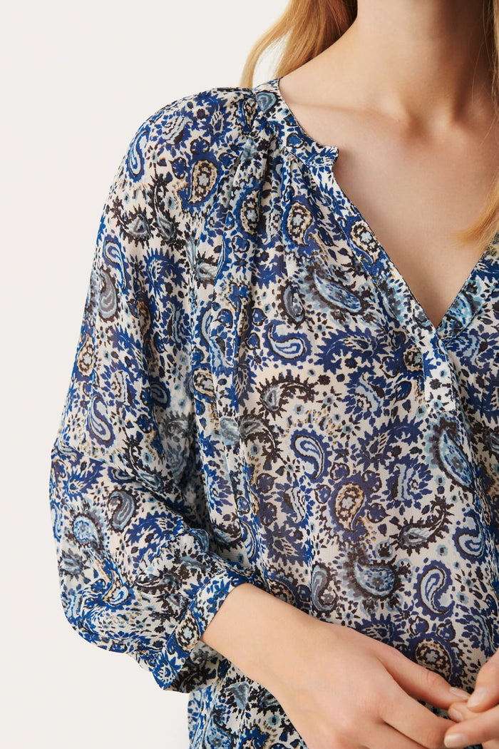 Part Two ErdonaePW 30308108 Blue Paisley Print Blouse - Dotique