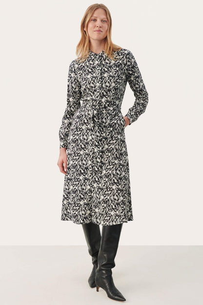 Part Two ShelbyPW 30306488 Black Texture Print Dress - Dotique