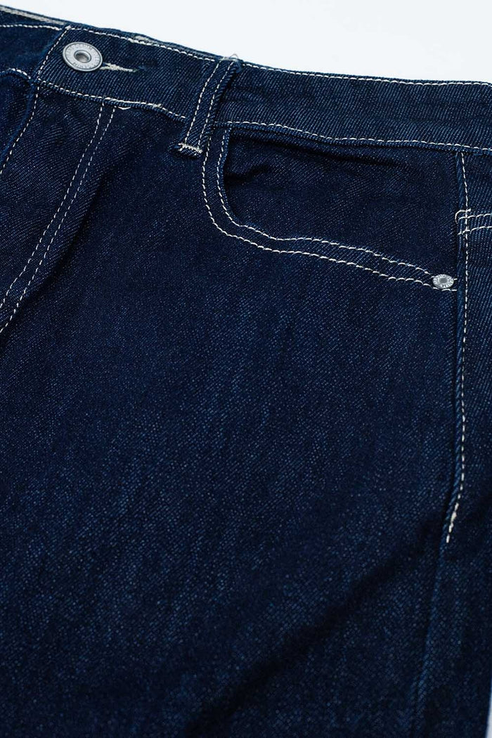 pencil denim skirt in dark wash