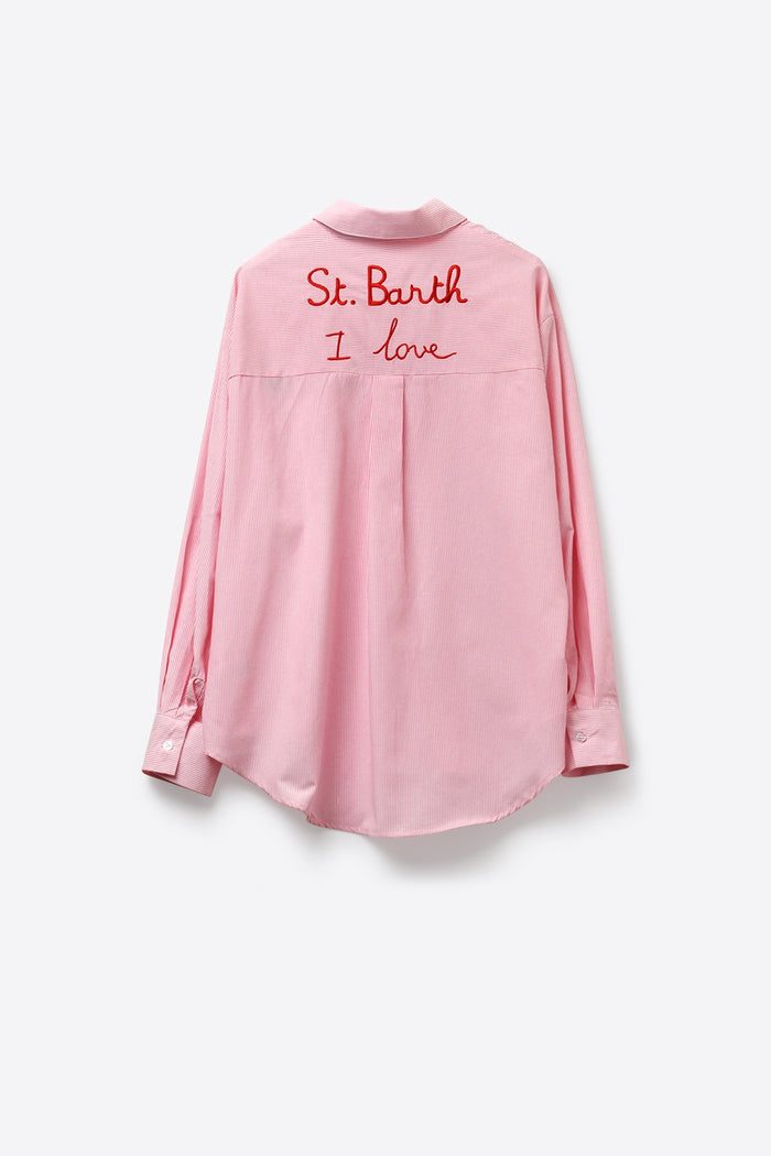 pink Button-Up striped Shirt with Embroidered Detail St Barth - Shirts