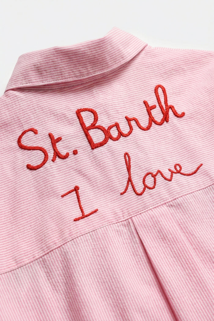 pink Button-Up striped Shirt with Embroidered Detail St Barth - Shirts
