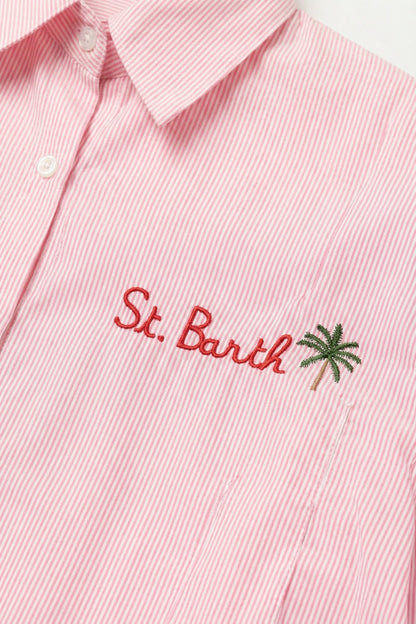 pink Button-Up striped Shirt with Embroidered Detail St Barth - Shirts