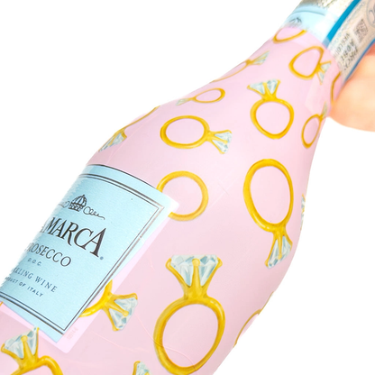 Pink Engagement Ring Mini Prosecco Signature Bottle Wraps - 6 Pack