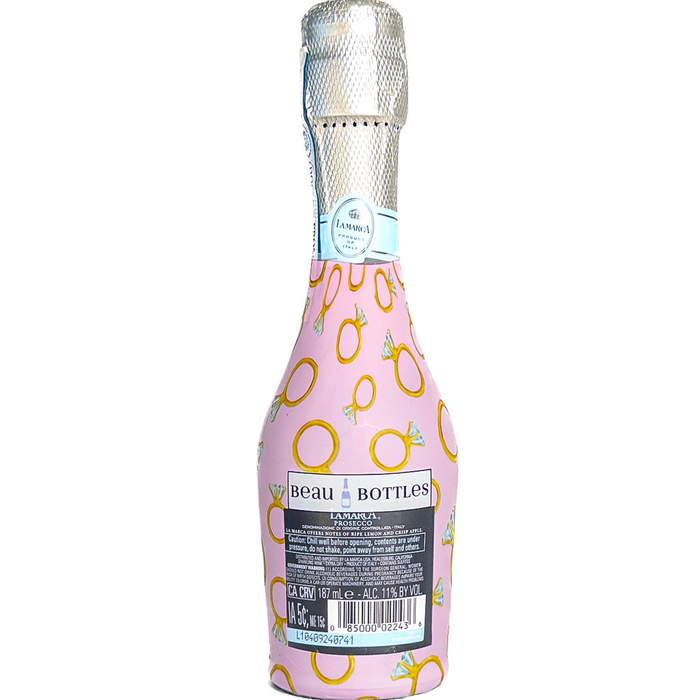 Pink Engagement Ring Mini Prosecco Signature Bottle Wraps - 6 Pack