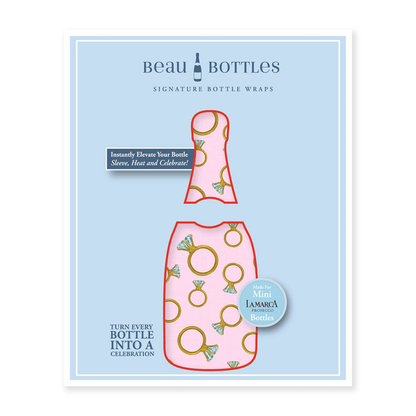 Pink Engagement Ring Mini Prosecco Signature Bottle Wraps - 6 Pack