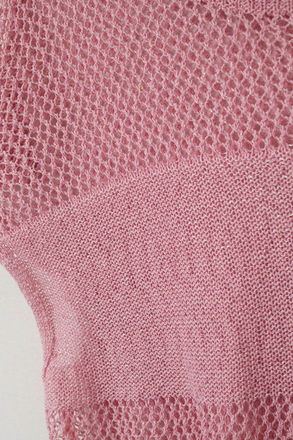 Pink Open-Knit Sleeveless Sweater in crochet