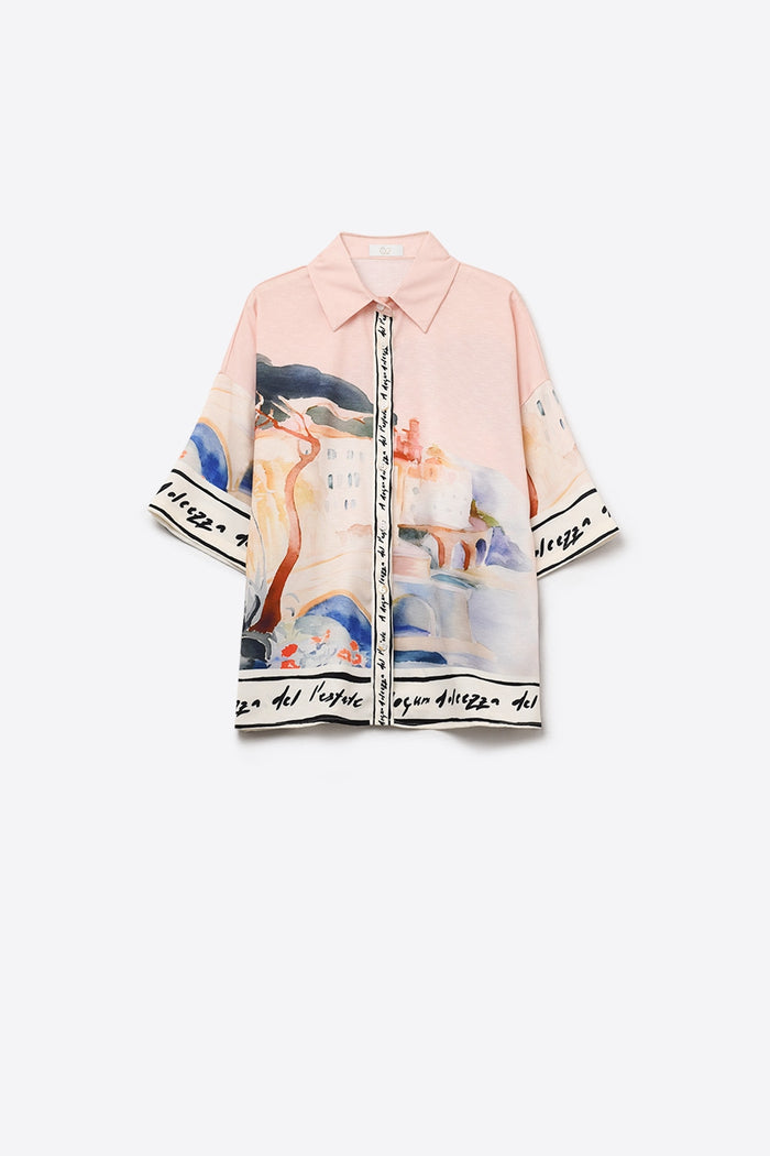 pink summer watercolor print shirt - Shirts