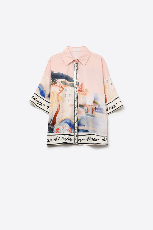 pink summer watercolor print shirt - Shirts