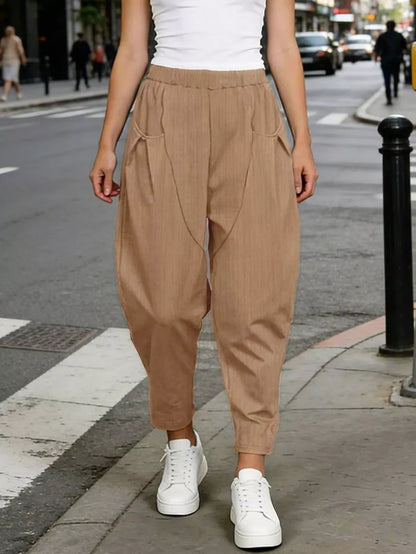 Plus Size Casual Elastic Waist Harem Pants - Pants