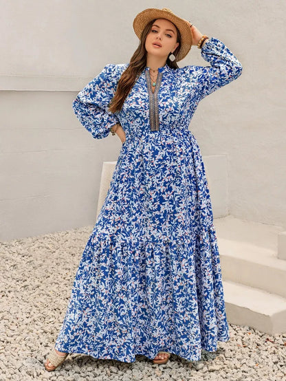 Plus Size Floral Print Bohemian Maxi Dress - Dresses