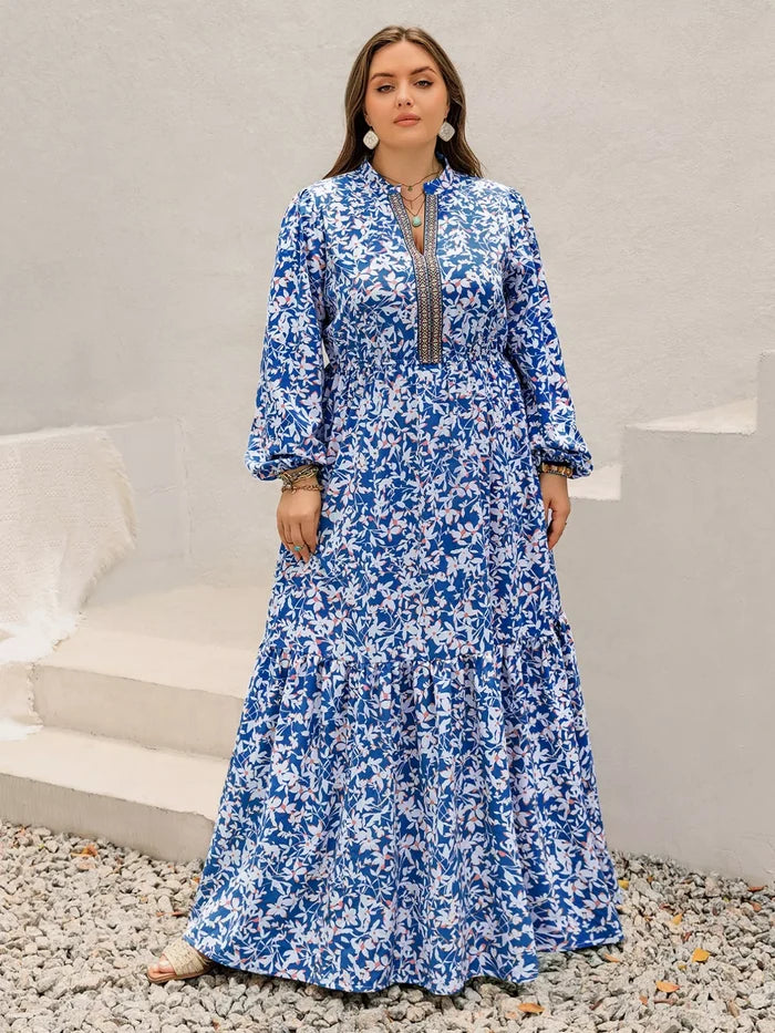 Plus Size Floral Print Bohemian Maxi Dress - Dresses