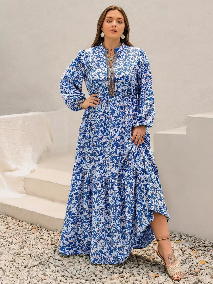 Plus Size Floral Print Bohemian Maxi Dress - Dresses
