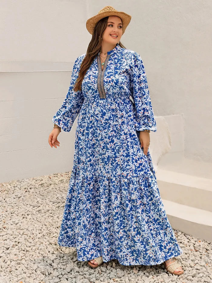 Plus Size Floral Print Bohemian Maxi Dress - Dresses