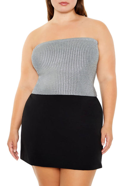 Plus Size Metallic Tube Top