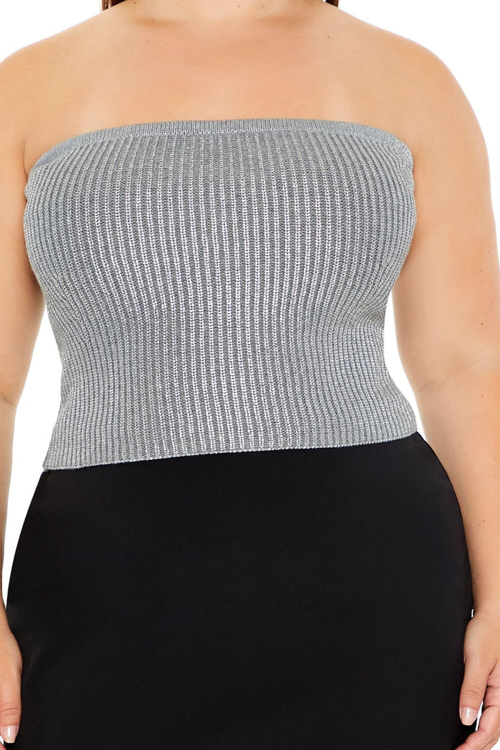 Plus Size Metallic Tube Top