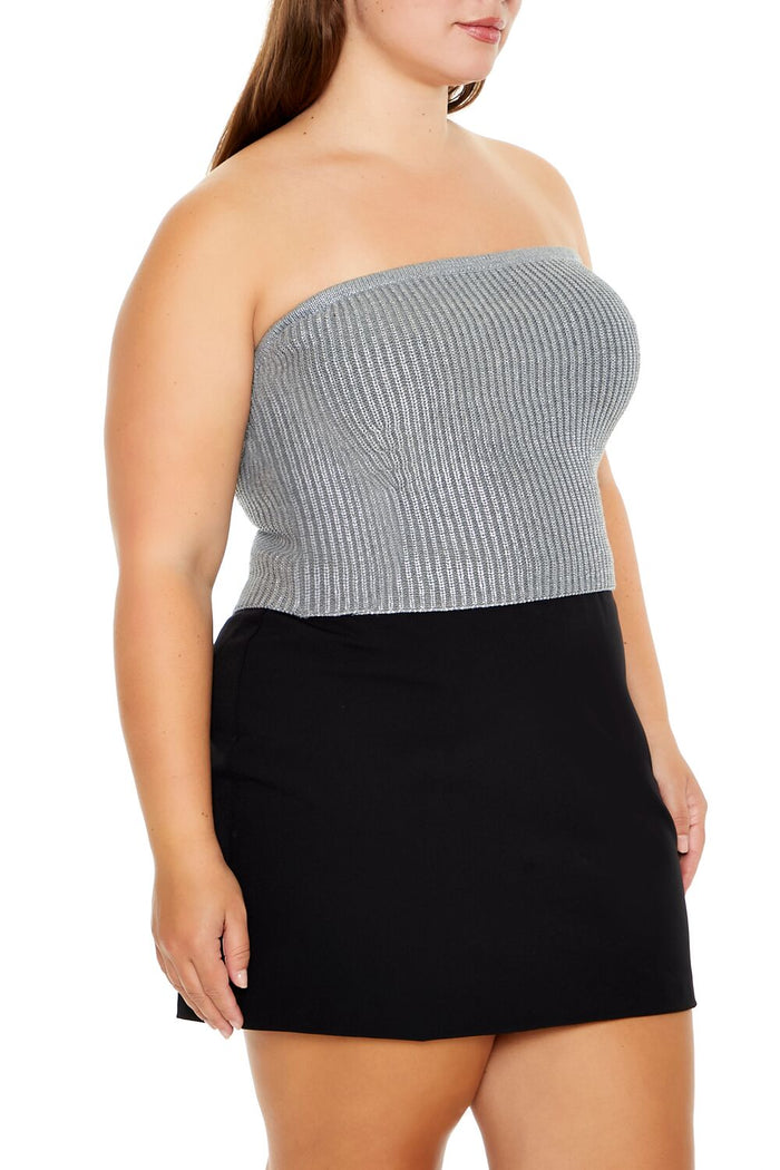 Plus Size Metallic Tube Top