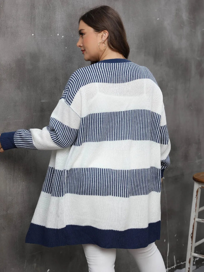 Plus Size Open Front Long Sleeve Cardigan - Cardigans