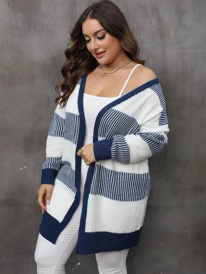 Plus Size Open Front Long Sleeve Cardigan - Cardigans
