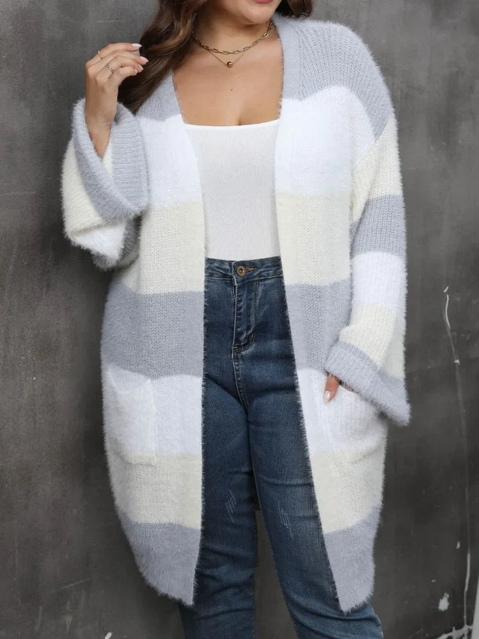 Plus Size Open Front Long Sleeve Cardigan - Cardigans